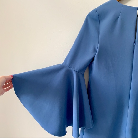Milly Bell Sleeve Nicole Dress in Steel Blue - Picture 7 of 8